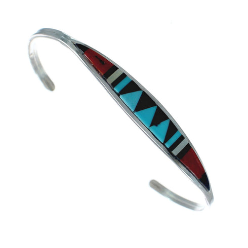 Zuni Multicolor Inlay Sterling Silver Cuff Bracelet NN20131